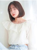 ANGELICA  内巻きボブ オレンジブラウン シースルー前髪