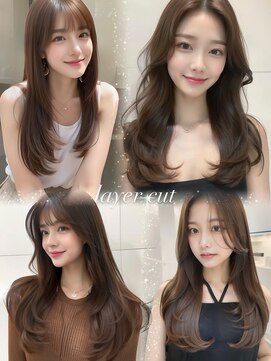 プラチナ(PLATINA) レイヤーカット顔周りカット韓国ヘア前髪カット髪質改善ベージュ