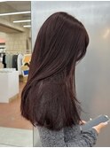 ブリーチなしダブルカラーボルドーワインレッドレイヤー春カラー