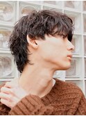 横浜西口シャドウパーマメンズマッシュウルフカット波巻きパーマ