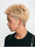 心斎橋スパイキーパーマビジネスヘアフェザーショートパーマ緩め