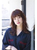 表参道セミロング顔周りレイヤーカットアッシュベージュ40代