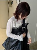 グレージュハンサムショートレイヤーカットセミロングボブヘア