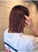 切りっぱなしボブ/酸性ストレート/ピンクカラー@重里
