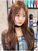チャコール/オリーブグレー/レイヤーカット小顔顔周り韓国新宿