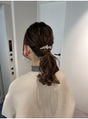 ポニーテールアレンジ/ふわふわヘア/お呼ばれヘア/結婚式参列