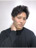ランダムパーマツーブロックショート