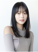 大人かわいい前髪セシルカットココアブラウンフリンジウェーブ