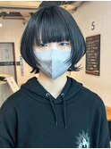 アッシュブラックくびレイヤー美髪ブルーシルバー_ba490493