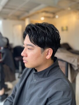 ソイクフ 四条大宮店(SOY-KUFU) ニュアンスパーマ20代30代40代センターパートブルーブラック