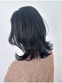 ミディアムくびれヘアくびれミディ美髪顔周りレイヤー_ba537121