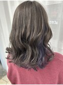 ホワイトグレージュミニウルフチェリーブラウンデジタルパーマ
