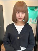 92. ミルクブラウン/ダブルカラー/ボブ/前髪カット