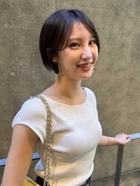 マイラ 銀座(myla) 小顔ナチュラルショートレイヤーボブリーチなしミルクブラウン