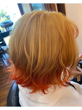 フィー 東川口店(fee) 鬼滅カラー◎炎柱煉獄杏寿郎◎裾カラー・グラデーション