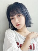 外はねボブ_オリーブカラーハイライトカラー_27815