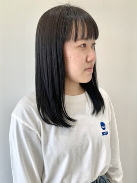 フォーク FOLK 【FOLK】透明感ブルーブラック☆似合わせワイド前髪ストレート♪