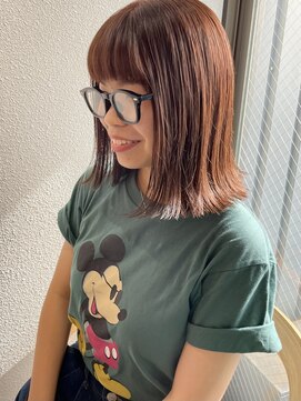 ロンドプロフィール 浦和(Lond profil) オレンジブラウン　ワイドバング　切りっぱなしミディ