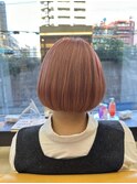 ベージュピンクボブ顔まわりレイヤー20代30代40代ぱっつん前髪