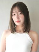 セミディモテ髪ナチュラルカール外ハネボブ似合わせカット