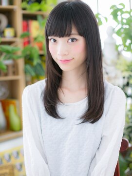 カバーヘア ブリス 川口(COVER HAIR bliss) ぱっつん前髪黒髪ストレートレイヤーロングc6川口20代30代40代