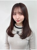 大人可愛い小顔前髪顔まわりカットミディアムレイヤーストレート