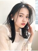 くびれヘア*ロングヘア*センター分け*センターパート*黒髪2