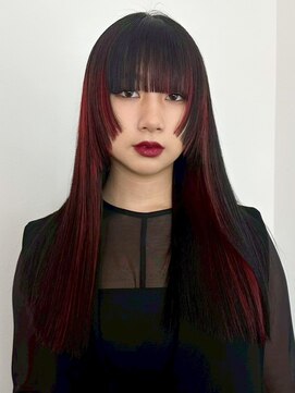 ロング顔周りレイヤーダブルカラー前髪カット_ba560592