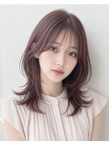 ムーン 仙台一番町店(OON)&nbsp;ピンクベージュ/ミディアムレイヤー/くびれミディアム/髪質改善
