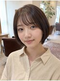 ミニボブ_レイヤーボブ_フレンチバング_ショコラブラウン