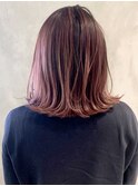 ピンクパープル_ローライトスリークボブ厚めバング_ba287593