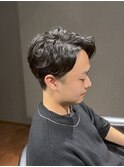 ビジネスツーブロックショート ナチュラルパーマ アップバング