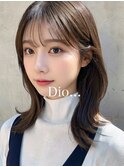 韓国大人くびれセミロングラベンダーブラウン