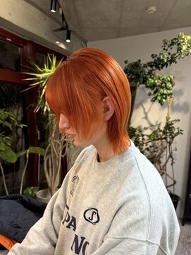 ヲタク(wotaku.) オレンジカラー暖色カラーオレンジブラウンダブルカラーウルフ