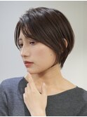 横浜西口大人ショートボブ前髪なしココアベージュ韓国30代40代