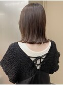 ブリーチなし切りっぱなしボブミディアムレイヤーボブ夏カラー