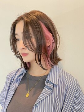 サクラ オモテサンドウ(SAKURA) 結べるボブ×インナーカラーピンク