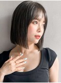 愛されデザインカラーモテ髪結べるボブ薄めバング#534f0908
