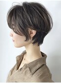 ココアベージュ/黒髪/小顔/ショートボブ/レイヤー/松戸