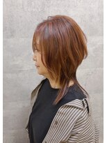 コワフュールトーリ フジグラン店(COIFFURE TORI)&nbsp;大人ウルフレイヤーボブ×オレンジブラウン