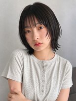 トリッカ シブヤ(TRICCA SHIBUYA)&nbsp;レイヤーボブ/ウルフカット/黒髪/外ハネボブ/顔まわりカット
