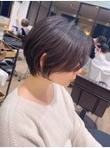 【絶壁解消】前髪長め丸みショート×イルミナヌードブラウン