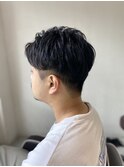 MEN’S HAIR カルマパーマ束感ショートアッシュブラック