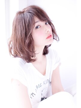 ヘアーアンドファッションシオミエイチ (hair＆fashion shiomi H) [shiomi H]斜めバング×ボブ×ミルクチョコレートカラー