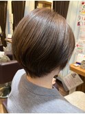 コンパクトショートボブ*ハニーベージュ*立体感透明感40代50代