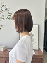 ヘアー アイス 御器所本店(HAIR ICI)&nbsp;ブリーチなしオレンジブラウン夏カラー秋カラー暖色カラーボブ