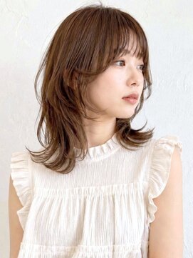 ミロアヴィタ 平尾(miroa vita) ベージュカラー ロングレイヤー 顔周りカット 前髪カット