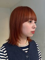 ナループロアポンテ(Nalu pu loa PONTE)&nbsp;ミディアムレイヤー暖色カラーオレンジブラウンパーマ落とし