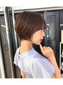 大人可愛い20代30代40代前下がりショートボブ/ハンサムショート