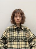 ◎ボブパーマ/小顔/ココアベージュ/オン眉/フルバング/外はね
